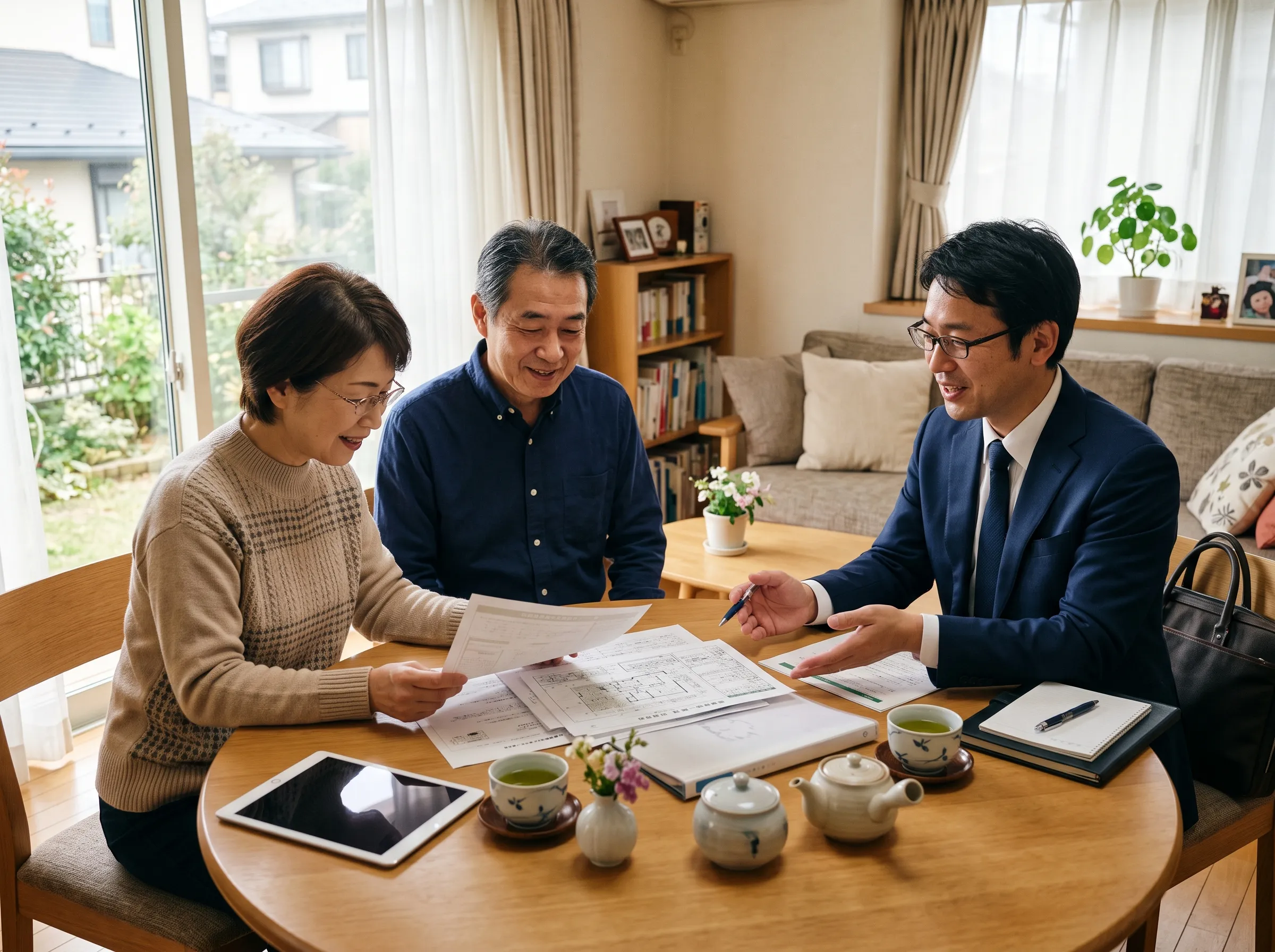 ご家族と査定内容を確認する様子